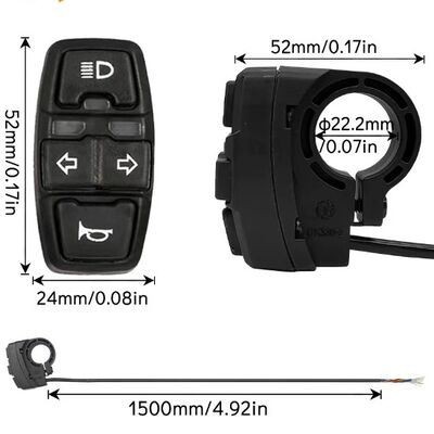 3-in-1 Electric Bike Scooter 36V 48V Horn Headlight Steering Switch DK336 Parts for Electric Bicycles