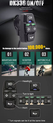 3-in-1 Electric Bike Scooter 36V 48V Horn Headlight Steering Switch DK336 Parts for Electric Bicycles