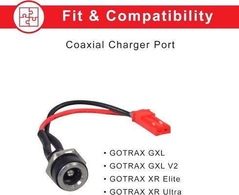 GOTRAX GXL V2 XR Elite XR Ultra Rival Electric Scooter Charger Port Replacement Part Coaxial 5.5 mm OD 2.5 mm ID Cable 36V Disc